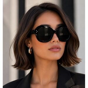 Celine Lola Sunglasses Black Oversized Cat Eye CL 41445/S Women 46-27-145